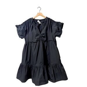 Tanya Taylor Black Baby Doll Relaxed Flare Dress Size Large